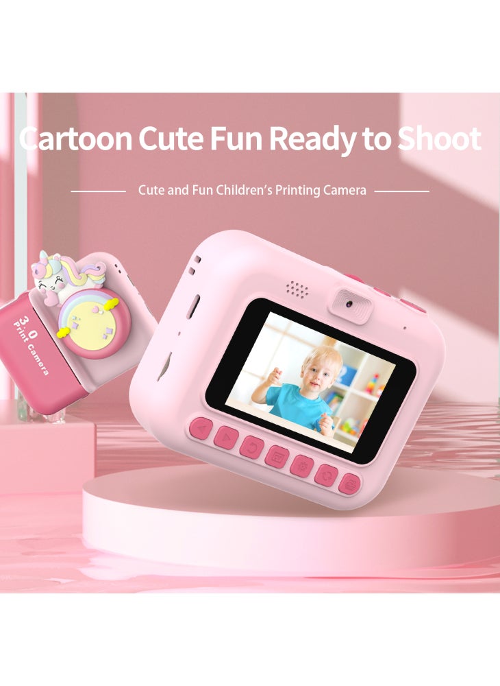 Generic D3 Kids Instant Print Camera 3.0 Inch Screen 1080P Video Photo Digital Camera Birthday Gift - Pink - Image 2