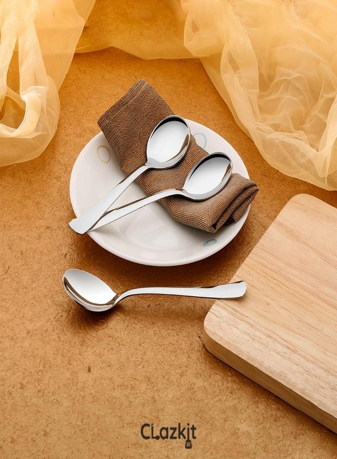 Clazkit مجموعة ملاعق شوربة زيبرا من الفولاذ المقاوم للصدأ من كلازكيت، 6 قطع، CZSS - Image 2