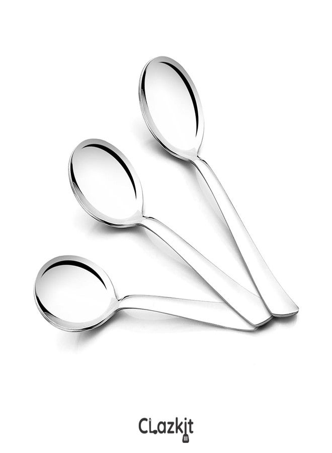 Clazkit مجموعة ملاعق شوربة زيبرا من الفولاذ المقاوم للصدأ من كلازكيت، 6 قطع، CZSS - Image 4