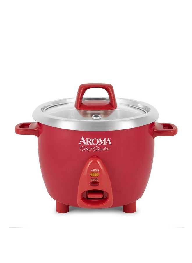 Aroma Aroma Housewares Select Stainless Rice Cooker & Warmer with Uncoated Inner Pot, 6-Cup(cooked)/ 1.2Qt, ARC-753SGR, Red  - Image 1