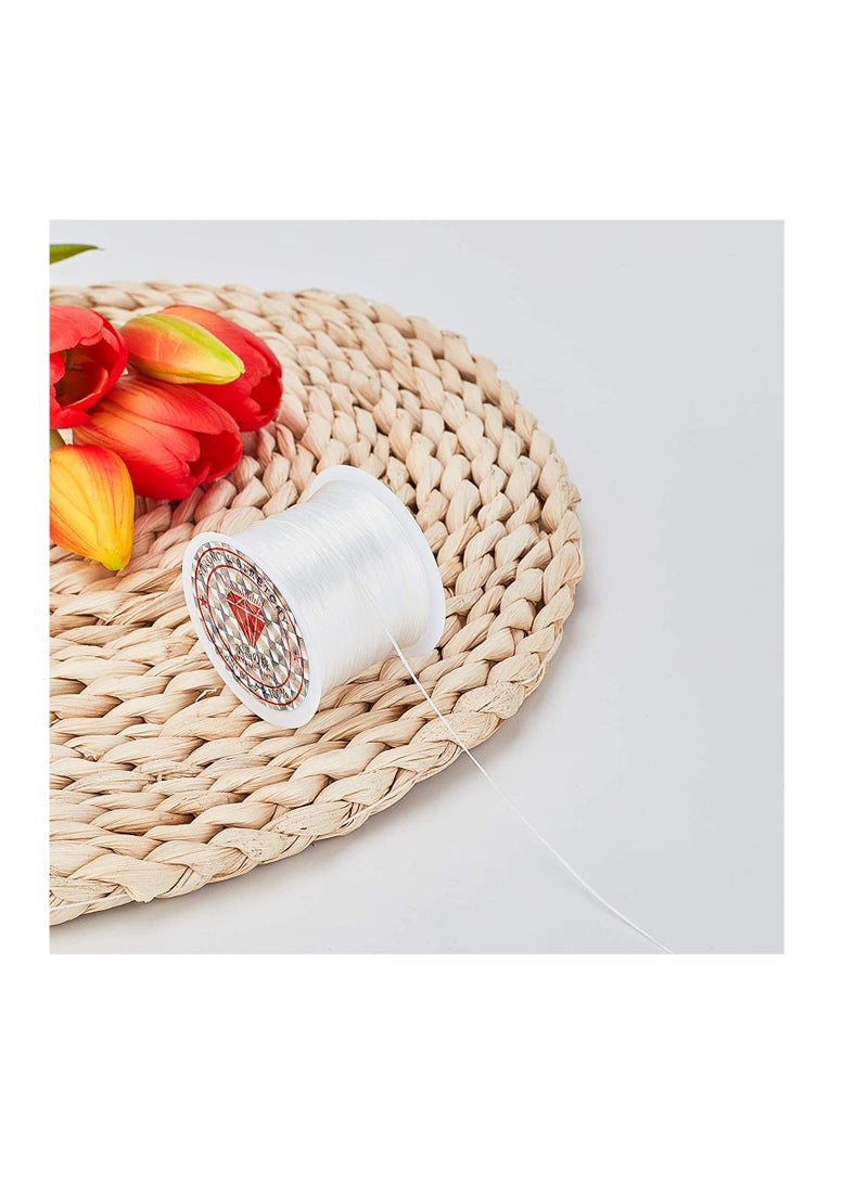 SYOSI خيط مرن مسطح من الكريستال، خيط سوار، حبل بوليستر لصنع أساور خرز البذور وأكسسورات الحرف اليدوية 40م (43 ياردة 0.5 مم) - Image 2