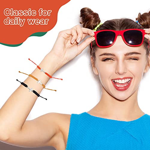 Jadive 12 Pcs Christmas Friendship Cross Bracelet Bulk for Women Men Jesus Christian Handmade Adjustable String Nylon Rope Braided Matching Bracelet for Baptism BFF Lucky Gifts(Colorful) - Image 5