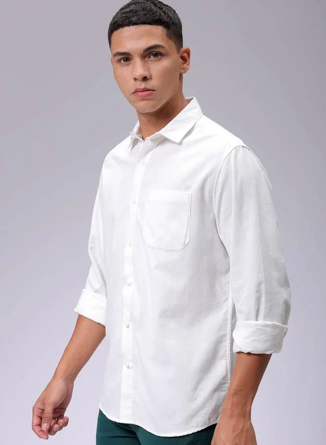 ذا انديان كراج كو Men Regular Solid Cutaway Collar Casual Shirt