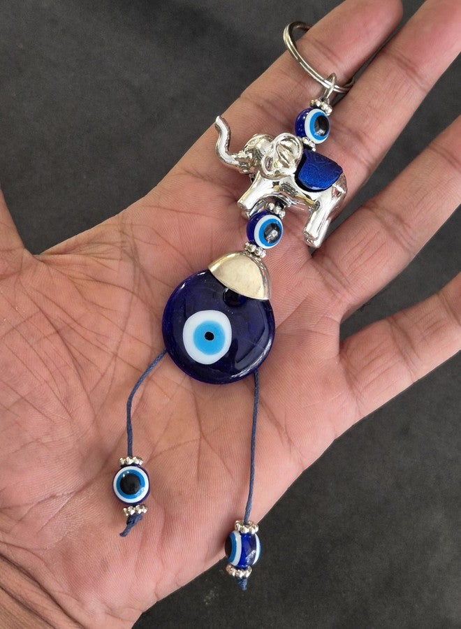 DT DECTONE Evil Eye Keychain Set with Butterfly and Elephant Charms, Turkish Blue Glass Nazar Amulet, Protection Good Luck Charm - Image 5