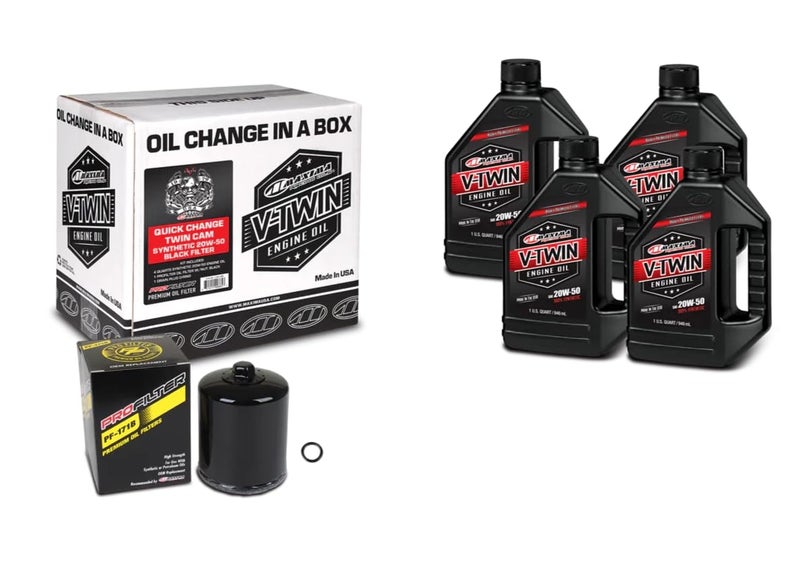 Maxima V-Twin Oil Change Kit Synthetic w/Chrome Filter, Twin Cam - Image 1