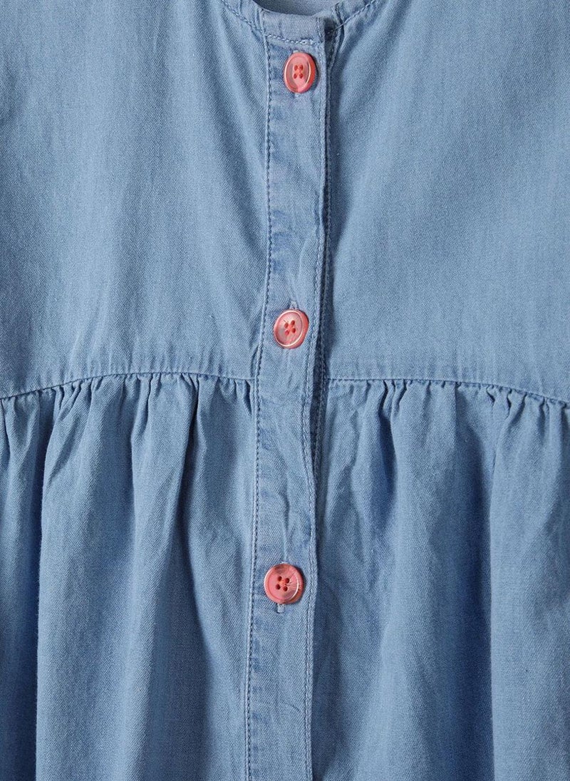 MINOTI Denim Button-Front Dress  - Image 3