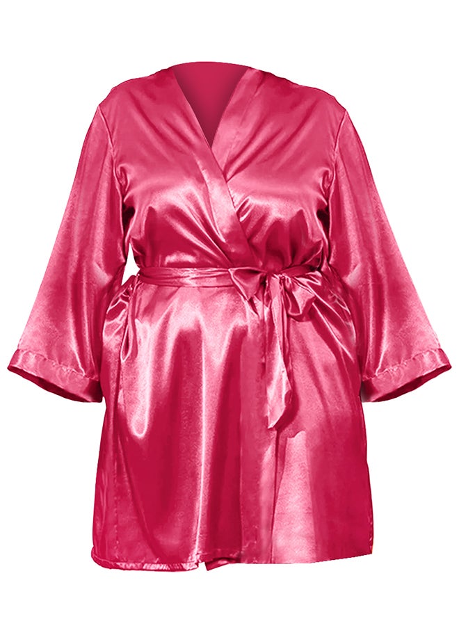 MARGOUN Women's Free Size Pure Short Satin Robes Bridesmaid and Bride Silky Robes Sleepwear Soft Dressing Gown Bride Pajamas Morning Robe Mid-Length Nightdress Pink - Image 5