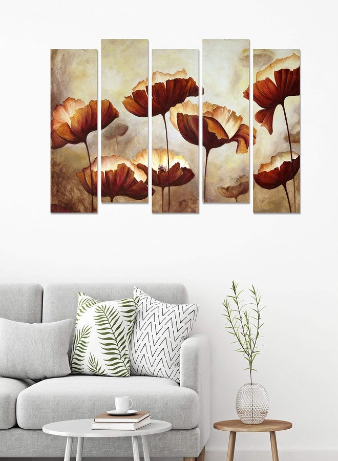 PAPER PLANE DESIGN Floral Vintage Flowers Picture Split Panels Photo Frames for Wall Decoration (Multicolor, 27 x 50 inches) - Set of 5 Pieces (Art Deco_03) - Image 3
