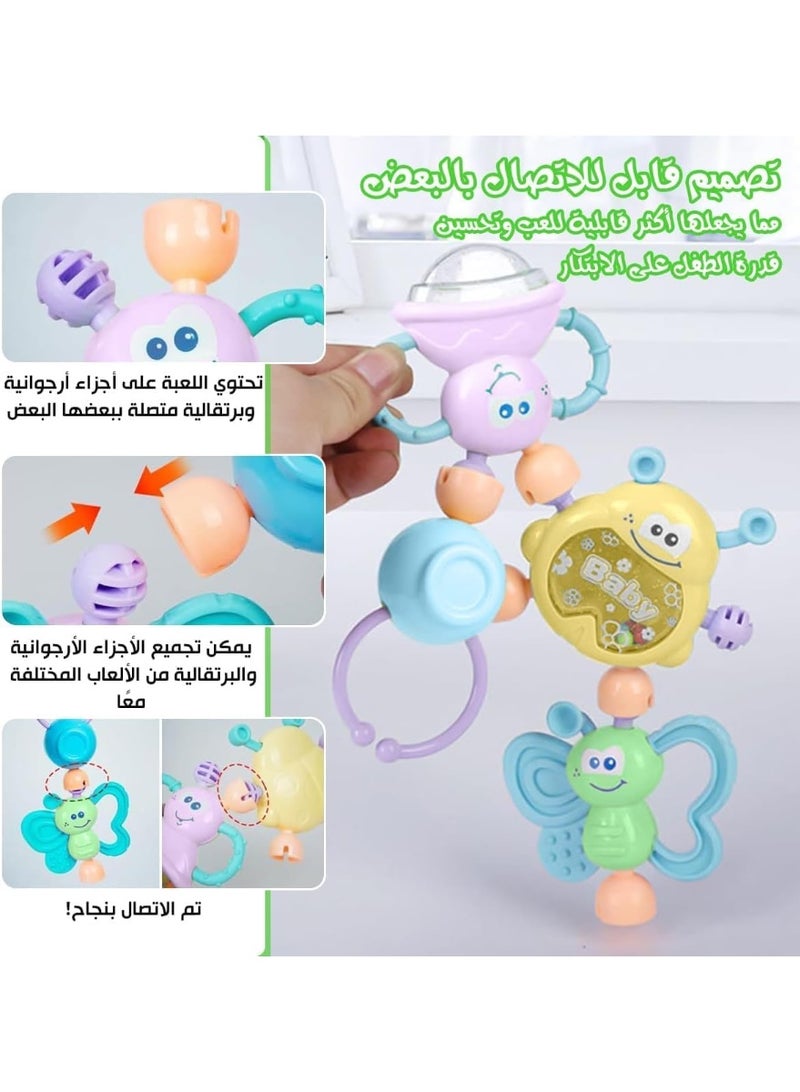 Baby Rattle & Teether Sensory Play Set (7 Pieces) - Safe & Stimulating Toys for Infant Development - Image 4