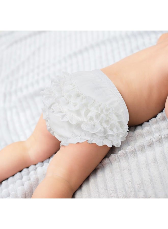 Bosweety طقم مكون من 5 قطع من غطاء حفاضات دانتيل مزخرف للفتيات الصغيرات شورتات داخلية قطنية بيضاء، أبيض، 12-18 شهر - Image 5
