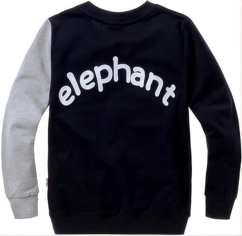 CM-Kid Little Boys' Elephant Long Sleeve T-shirt Cartoon Head Sweatshirt, Black, 4T - Image 2