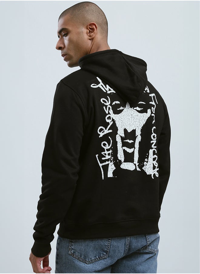 RAVIN Front & Back Print Slip On Hoodie - Black  - Image 3