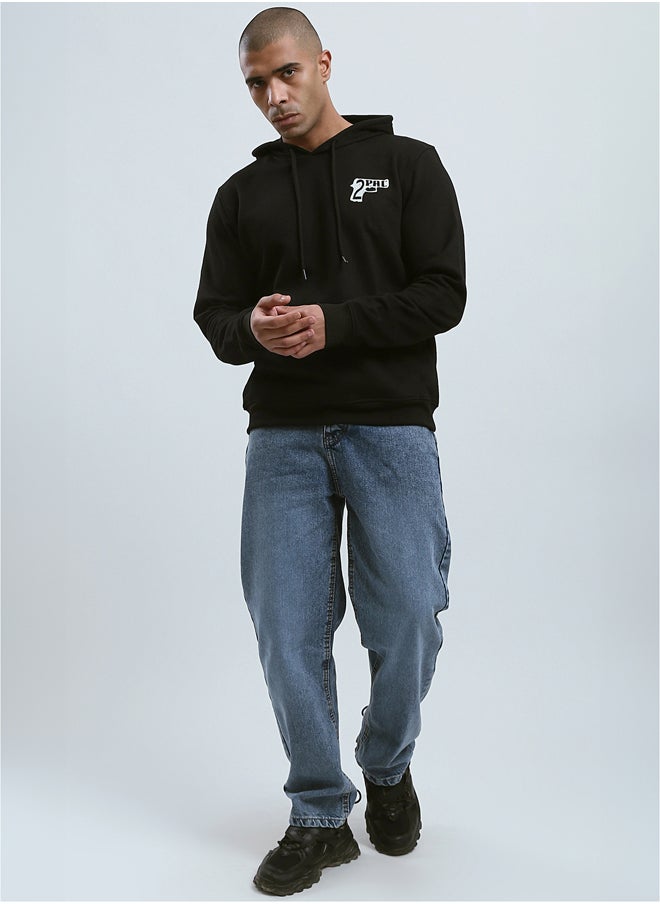 RAVIN Front & Back Print Slip On Hoodie - Black  - Image 5