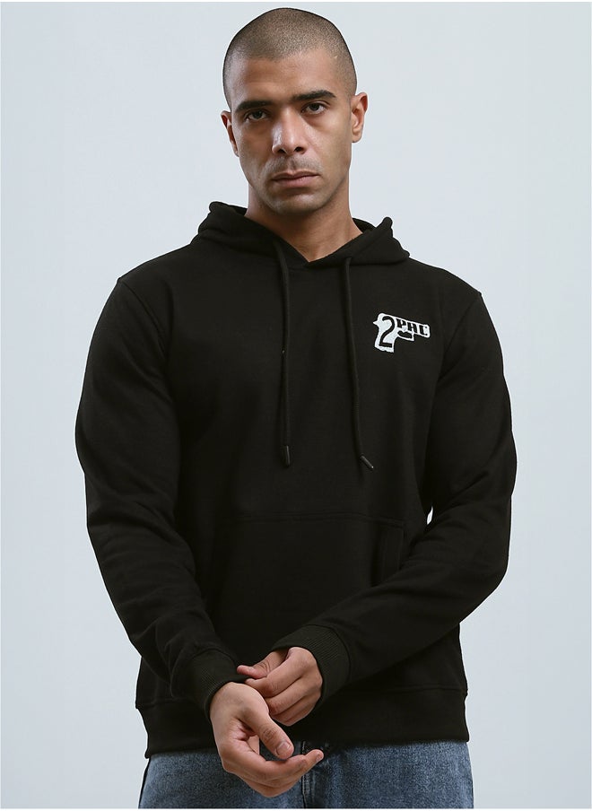 RAVIN Front & Back Print Slip On Hoodie - Black  - Image 4