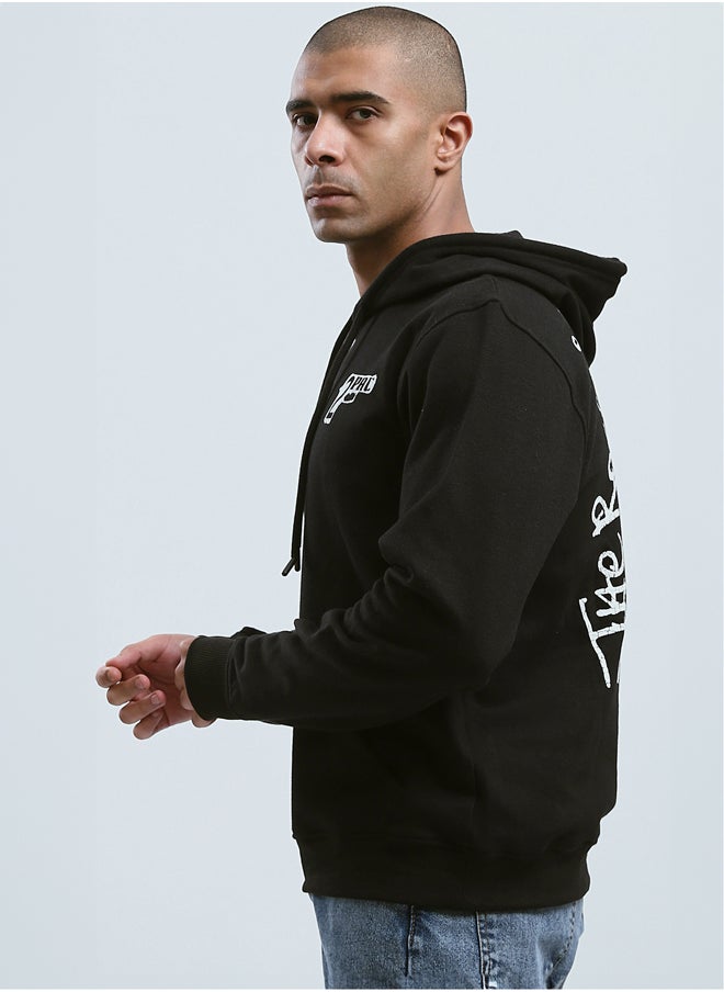 RAVIN Front & Back Print Slip On Hoodie - Black  - Image 2