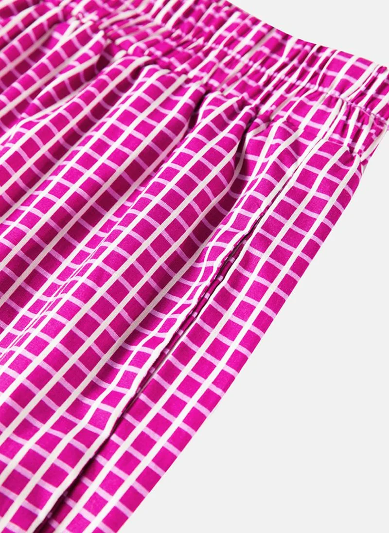 YUNIQEE Pink Checked Casual Trousers