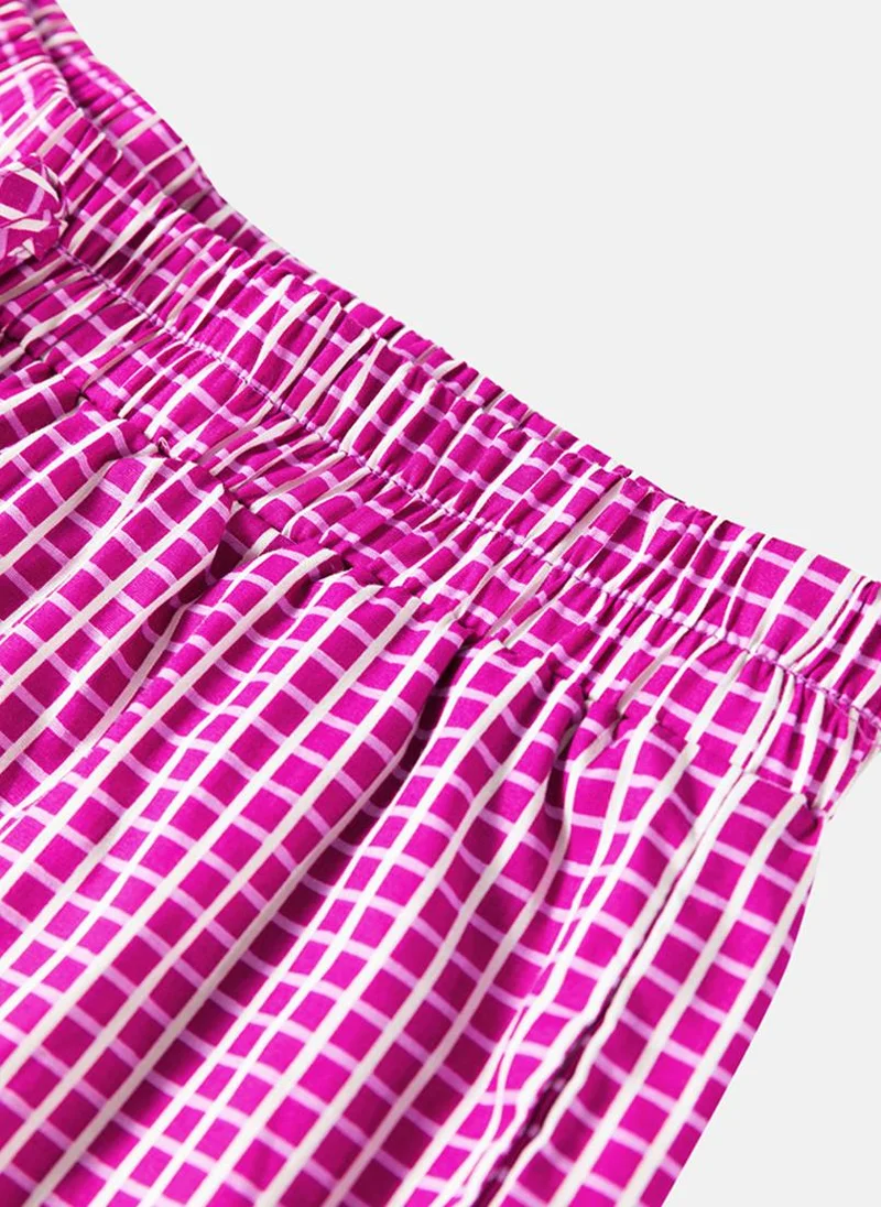 YUNIQEE Pink Checked Casual Trousers