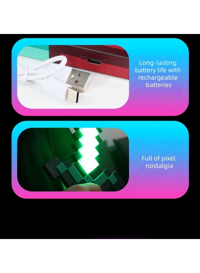 DF Minecraft Diamond Sword Night Light, 9-Color Changing Sword, Star Wars Force Laser Sword, Children's Boys' Lightsaber Toy - Image 2