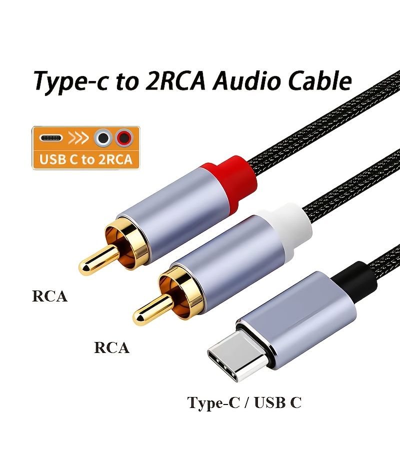Type C Auxiliary Speaker Cable 3m Male to Female 2RCA for Laptops Smartphones - Image 4