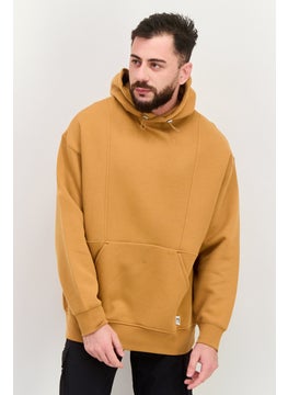 Men Sportswear Fit Brand Logo Training Hoodies, Brown