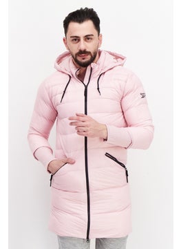 Reebok Men Sportswear Fit Hooded Long Sleeve Training Quilted Jackets, Pink  - Image 1