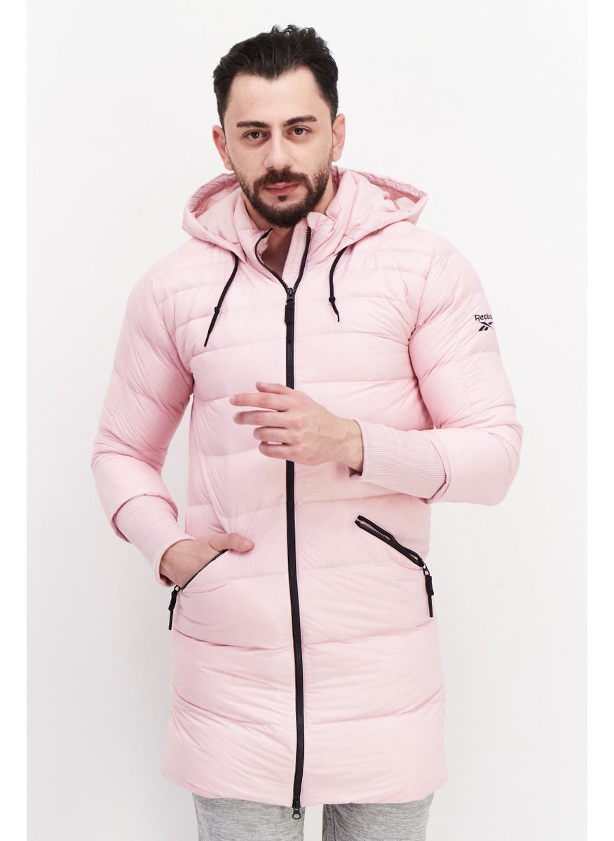 Reebok Men Sportswear Fit Hooded Long Sleeve Training Quilted Jackets, Pink  - Image 1