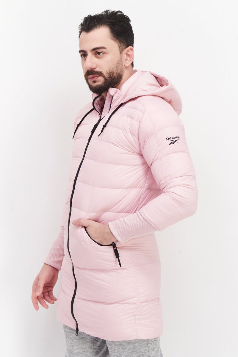 Reebok Men Sportswear Fit Hooded Long Sleeve Training Quilted Jackets, Pink - Image 4