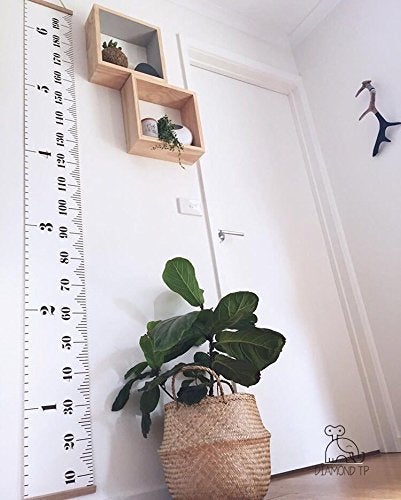 MinoMia Kids Growth Chart, Wood Frame Fabric Canvas Height Measurement Ruler from Baby to Adult for Child's Room Decoration 7.9 x 79in (7.9 x 79in, White & Black) - Image 3