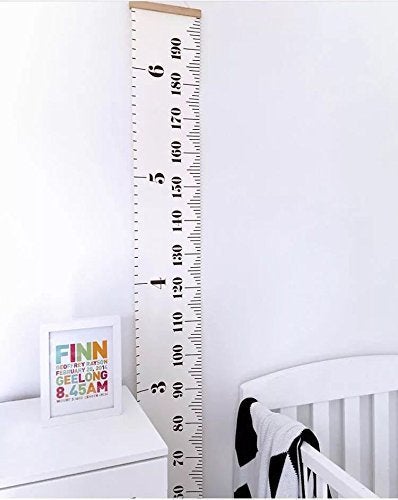 MinoMia Kids Growth Chart, Wood Frame Fabric Canvas Height Measurement Ruler from Baby to Adult for Child's Room Decoration 7.9 x 79in (7.9 x 79in, White & Black) - Image 4