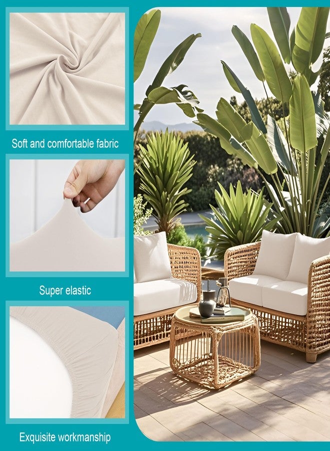 BIETYONE Patio Cushion Covers Outdoor Patio Cushion Covers,Super Elastic Outdoor Cushion Covers Replacement,Suitable for Outdoor Sofa Covers Patio Couch Cover Replacement (14Pcs,Beige,Cover Only) - Image 3