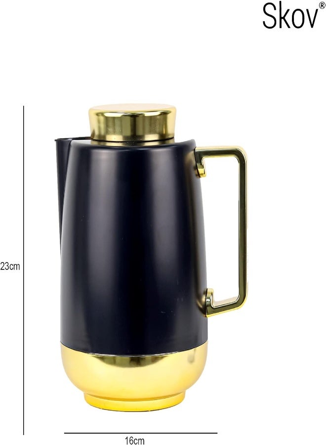 AKDC Skov Vacuum Flask 900Ml, Dashing Black And Brown Color Stylish Look - Coffee Tea Pot Heat Insulated Thermos Flasks 900 Ml Home Kitchen Décor - Extraordinary Designed (Black Edition) - Image 3