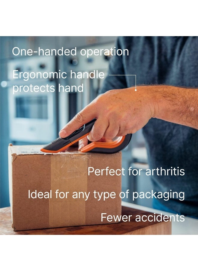 Slice 10400 400 | Sicherheits-Kartonmesser - Safety Cutter | Keramik-Sicherheitsklinge, beidhändig nutzbar, gummierte Oberfläche | Ergonomischer, hakenförmiger Griff - Image 4