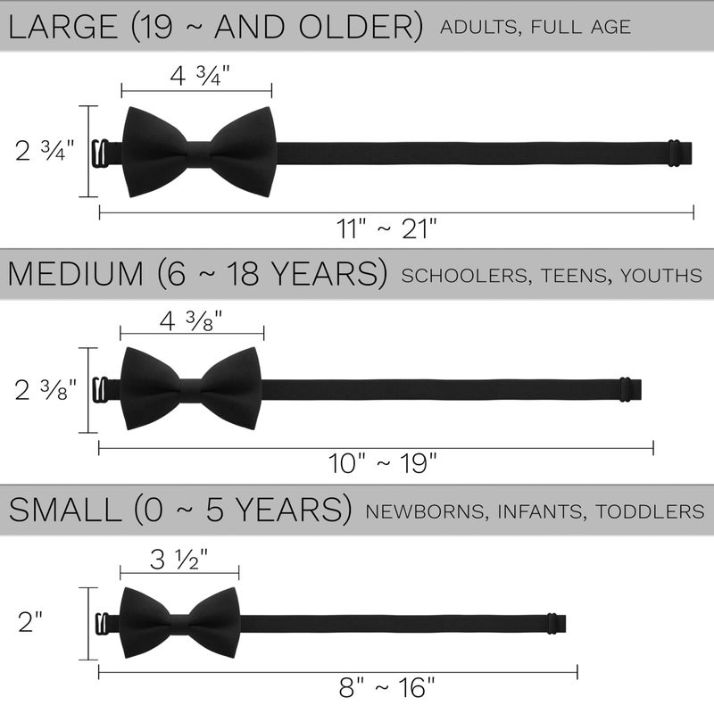 Bow Tie House Black Bow Ties for Men Cool Black Bow Tie - Fabric Pretied Unisex Adjustable Big Colorful Fashion for Womens Mens Wedding Prom Black Bow Ties in shop (Large, Black) - Image 4