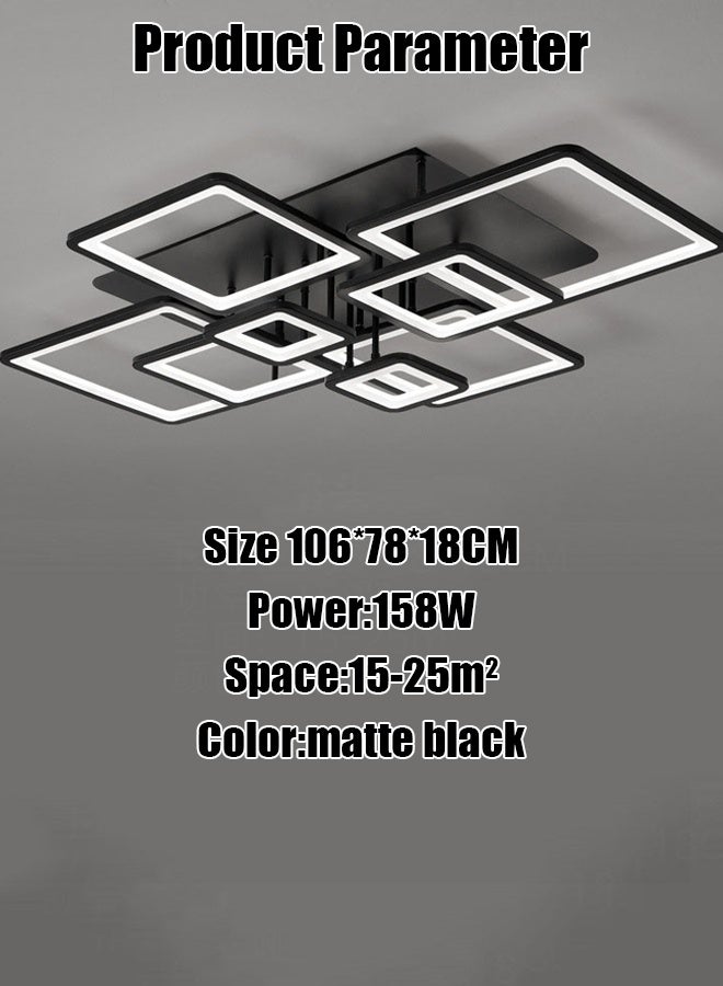 8 ضوء حديث الصمام الثنائي ضوء أسود مربع مثبت بالقرب من السقف المناسب لحمام غرفة المعيشة غرفة النوم والمطبخ 3 ألوان بدون كهرباء مع التحكم عن بعد - Image 2