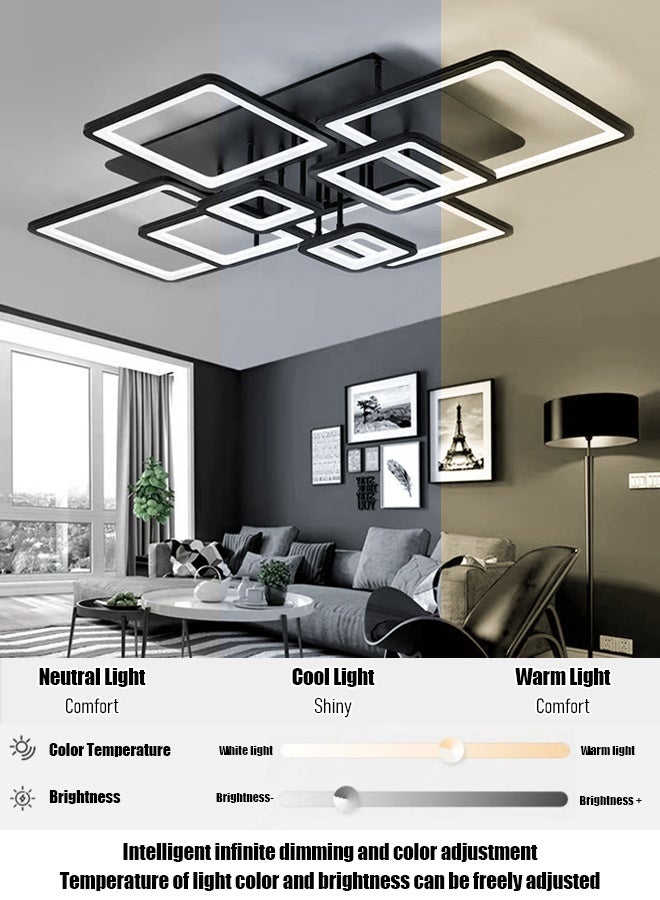 8 ضوء حديث الصمام الثنائي ضوء أسود مربع مثبت بالقرب من السقف المناسب لحمام غرفة المعيشة غرفة النوم والمطبخ 3 ألوان بدون كهرباء مع التحكم عن بعد - Image 3