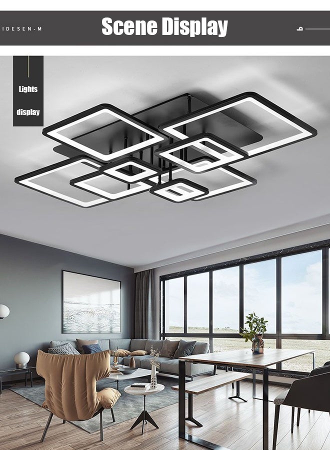 8 ضوء حديث الصمام الثنائي ضوء أسود مربع مثبت بالقرب من السقف المناسب لحمام غرفة المعيشة غرفة النوم والمطبخ 3 ألوان بدون كهرباء مع التحكم عن بعد - Image 5