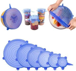 GS E-Com Silicone Stretch Lids, Set of 6 Multi Size Reusable Silicone Lids Food and Bowl Covers, Dishwasher and Freezer Safe (multicolor) - Image 1