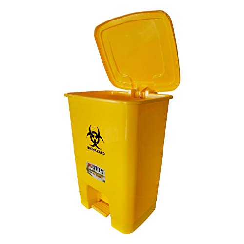 PUFFIN Pedal Dustbin 30 Litre Plastic Yellow Color - Image 3