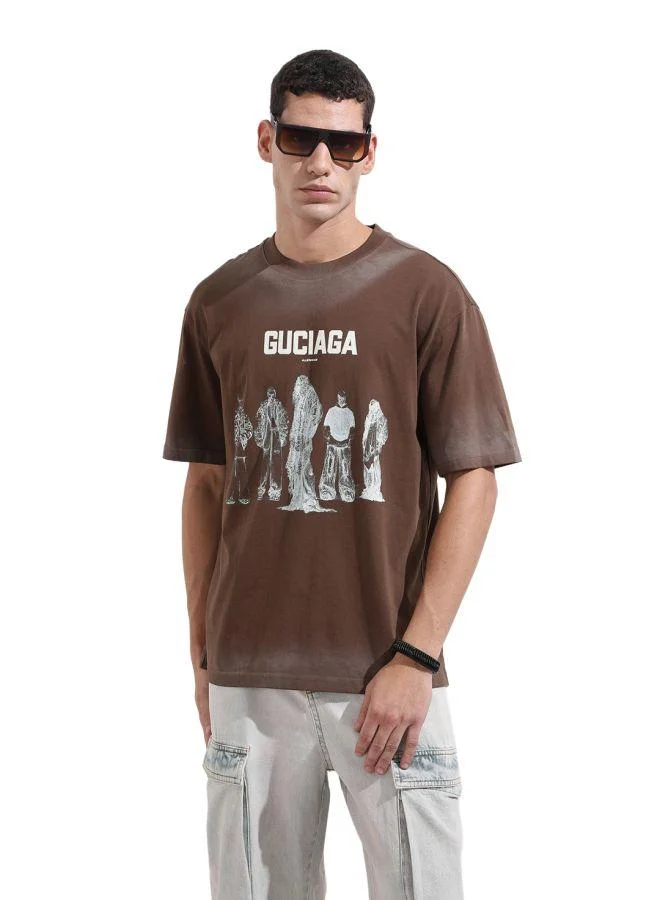 The Indian Garage Co Men Relaxed Fit Graphic Printed Crew Neck Half Sleeves T-Shirt