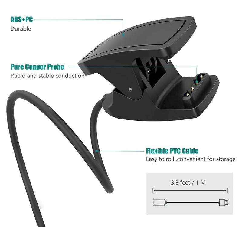 Yunseity Watch USB Charger, Charging Cable for Descent G1 Solar G1, Smartwatch with Voltage Regulator and PTC, for Travelers, 3.3ft Length, Black Color - Image 5
