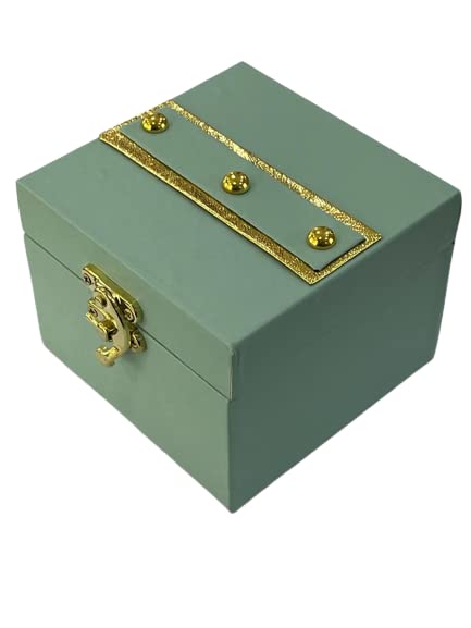 Sunshades Leatherite Mini Trunk Box Small Box Gift Box Watch Box ideal for Jewelry storage box Gift Packaging box (Green) - Image 2