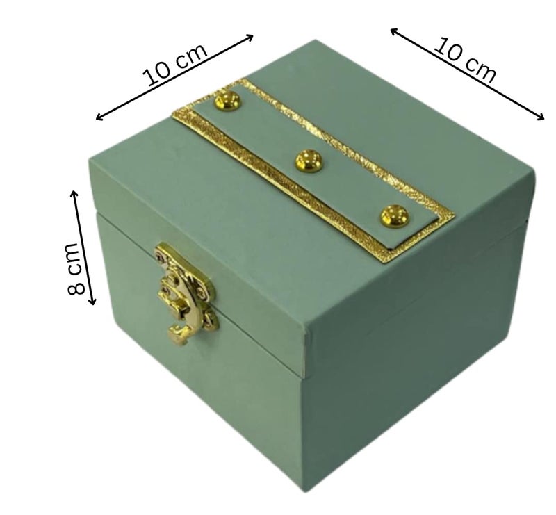 Sunshades Leatherite Mini Trunk Box Small Box Gift Box Watch Box ideal for Jewelry storage box Gift Packaging box (Green) - Image 5