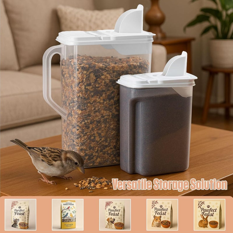 Buddeez Pet Food Storage Containers - 2 Count Bird Seed Dispenser with Pour Tight Lids and Easy Pour Spouts, 8 Qt and 3.5 Qt, Bird Seed Storage for Small and Large Feed, BPA Free - Image 5