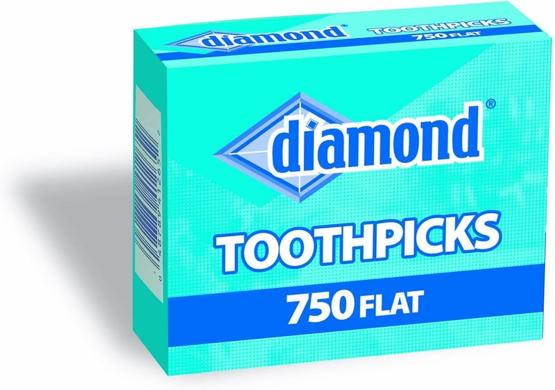 Diamond Flat Toothpicks - 750 Count Pack in Brown