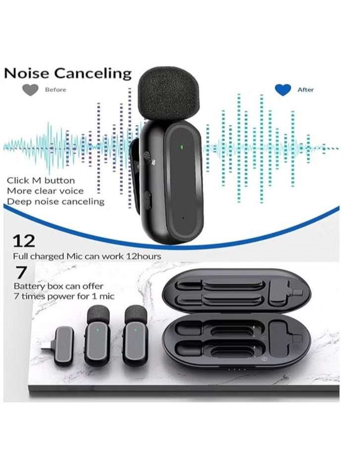 Wireless Lavalier Microphone for iPhone 15 | Android phones | Laptop and other USB C Devices | Plug and Play Mini Mic with Charging Bin Earbud for YouTube TikTok Live Streaming Gaming (2 Type C Mics) - Image 2