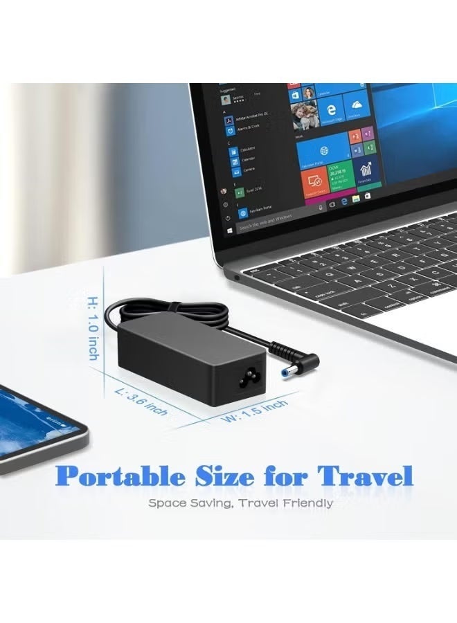 موش شاحن بديل بقدرة 65 واط لأجهزة لابتوب HP، محول طاقة 19.5 فولت 3.33 أمبير متوافق مع HP Pavilion 15 وEliteBook وZBook وسلسلة 250 و255 G2 G3 G4 G5 وChromebook 14، يشمل الأرقام 710412-001 و709985-002 وPA-1650-30HE - Image 2