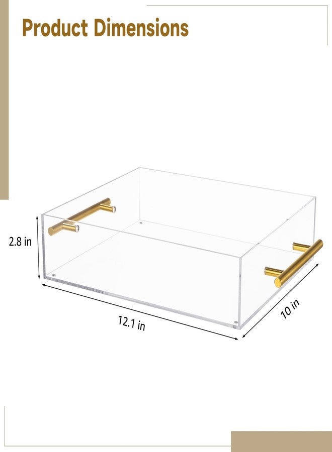 Homaisson Acrylic Serving Tray with Gold Handles & Magnetic Mat,12x10 Inch Non-Slip Base, Thick Transparent Acrylic Tray, Spill-Proof Design, Perfect for Coffee, Breakfast, Dinner & Decorative Storage - Image 4
