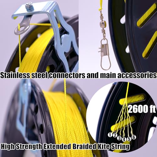 Yiranzide Kite Reel with Upgraded Braking and Anti-Reverse Function, Sizes 11.03 Inches, String in Lengths of 2600 Feet, Large-Size Grip for Adults, Any Position Can be Locked, Kite String Spool for Adults - Image 4