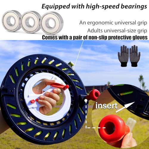 Yiranzide Kite Reel with Upgraded Braking and Anti-Reverse Function, Sizes 11.03 Inches, String in Lengths of 2600 Feet, Large-Size Grip for Adults, Any Position Can be Locked, Kite String Spool for Adults - Image 5