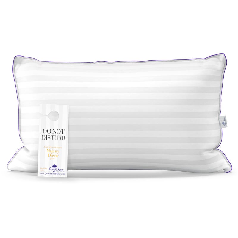 Luxury Hotel Down Alternative Pillow  Majesty Down  Synthetic Allergy Free Hypoallergenic Bed Pillow  Made in USA Queen Soft
